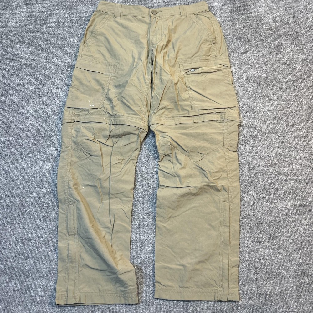 REI Co-op Pants Mens 30x30 Beige Nylon Hiking Cargo Zip Pockets Outdoor Relaxed